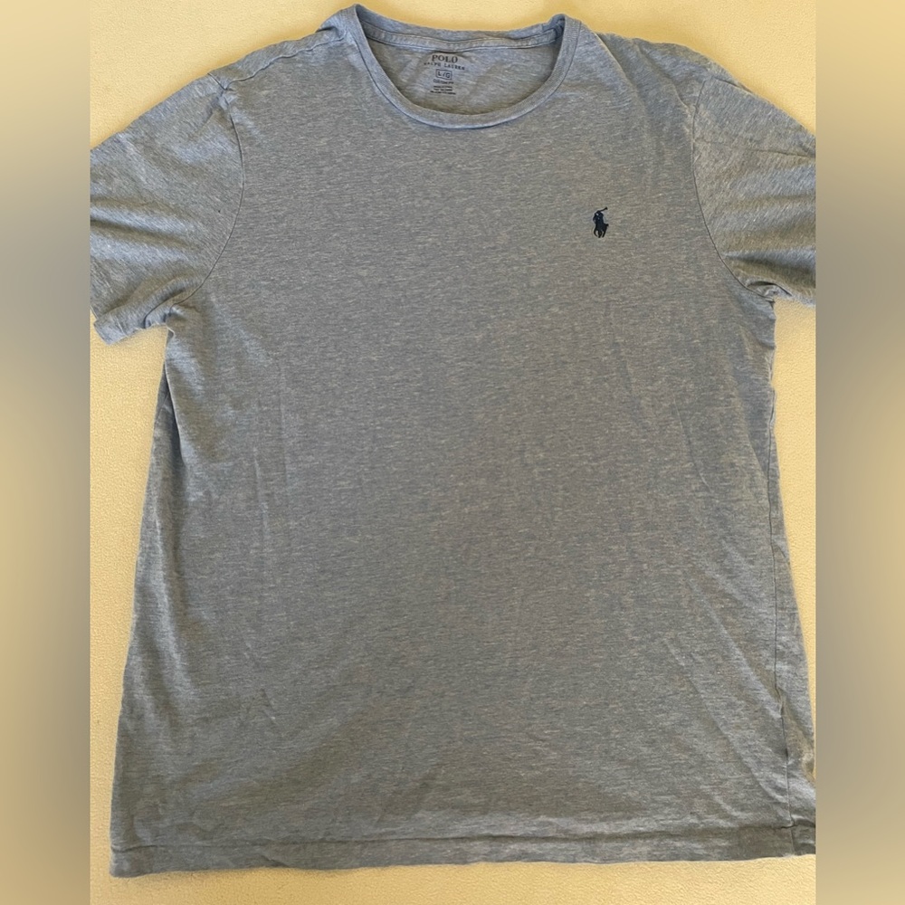 Large faded blue Polo tee